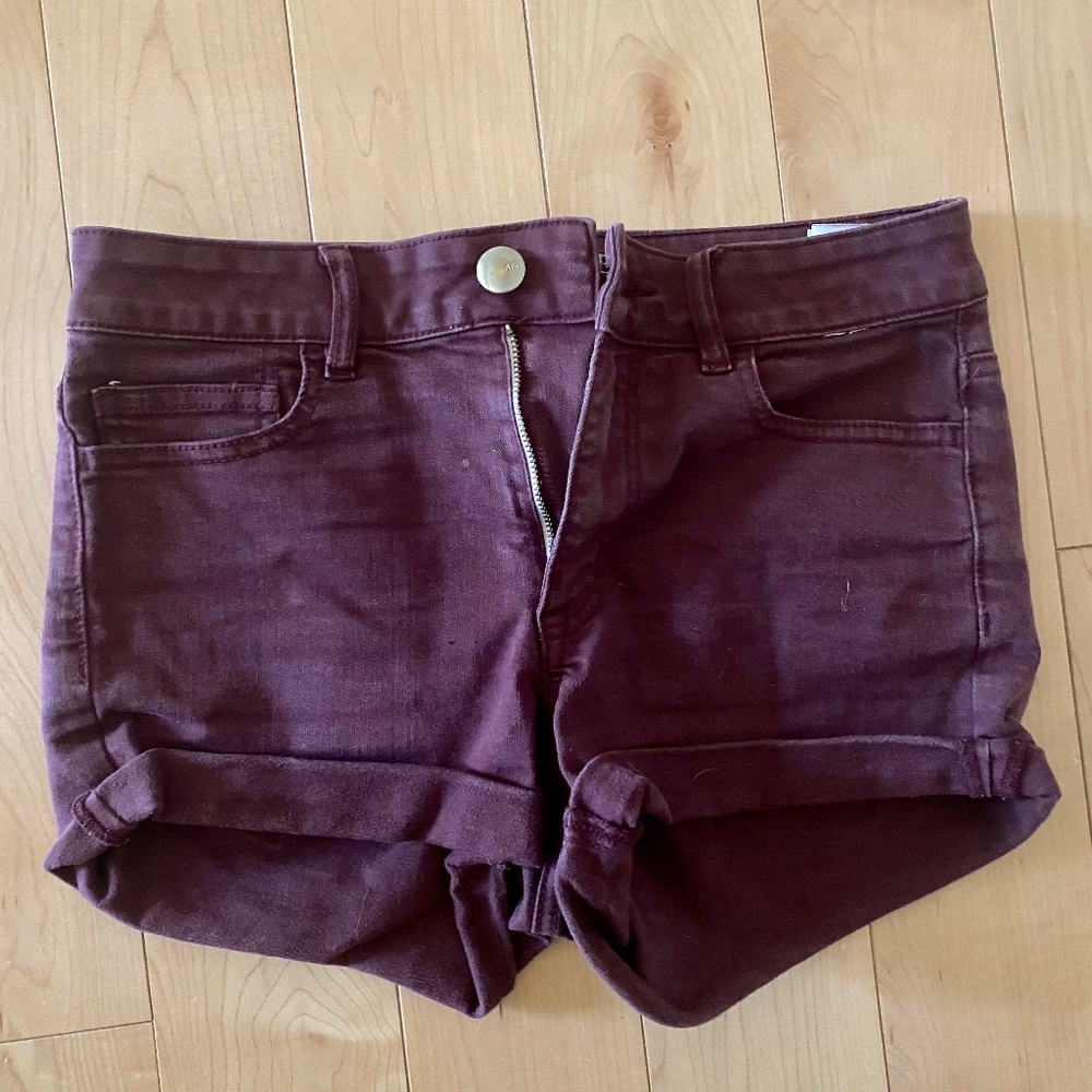 American Eagle Maroon Jean Shorts